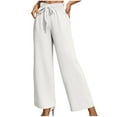 thumbnail image 1 of Annhoo Womens Casual Pants Drawstring Elastic Waist Wide Leg Trousers with Pockets Trendy Loose Business Comfy Bottoms, 1 of 7