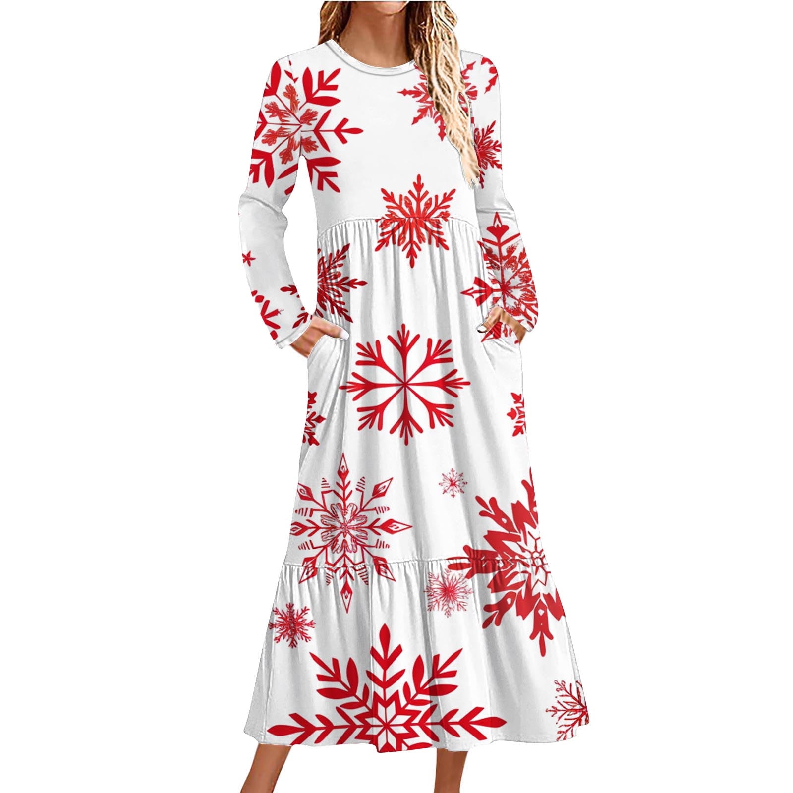 scoop neck dress for christmas HDE Women's Plus Size Party Dress Ugly Christmas Sweater Long Sleeve Above Knee Skater Dress Fun Holiday Xmas Swing Tunic Dear Santa Bring Wine