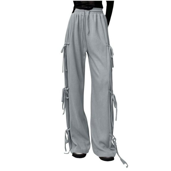 Annhoo Womens Corduroy Pants Casual High Waisted Side Drawstring Trousers Loose Cozy Straight Leg Pants with Pockets