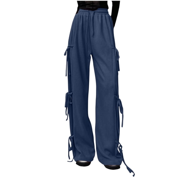 Annhoo Womens Corduroy Pants Casual High Waisted Side Drawstring Trousers Loose Cozy Straight Leg Pants with Pockets