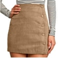thumbnail image 1 of Annhoo Womens Corduroy Skirts Casual High Waist Side Button Mini Skirt Fashion Solid Color A-Line Slim Skirt, 1 of 9