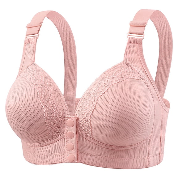 Annhoo Womens Cotton Bralettes No Underwire Lace Button Front Closure Bras Plus Size Push up Supportive Bras