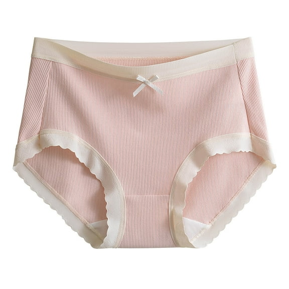 Annhoo Womens Cotton Briefs Plus Size Cute Bowknot Front High Rise Briefs Stretch Full Coverage Seamless Underwear