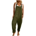 thumbnail image 1 of Annhoo Womens Cotton Linen Sleeveless Overalls Casual Adjustable Straps Bib Rompers Suspender Jumpsuit with Pockets, 1 of 8