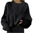 thumbnail image 1 of Annhoo Womens Crewneck Sweatshirts Fall Winter Fleece Long Sleeve Pullover Shirts Cozy Warm Lounge Outfits, 1 of 5