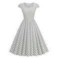 thumbnail image 1 of Annhoo Womens Dresses Short Sleeve Summer Polka Dots Short Sleeve V Neck Classic Midi Dresses Retro A-Line Dress, 1 of 7