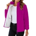 thumbnail image 1 of Annhoo Womens Fleece Full Zip Jackets Stand Collar Casual Solid Color Fall Winter Outerwear Coat with Pockets, 1 of 9