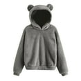 thumbnail image 1 of Annhoo Womens Fleece Hoodies Cute Bear Ears Hooded Sweatshirts Winter Warm Long Sleeve Plush Pullover Tops, 1 of 5