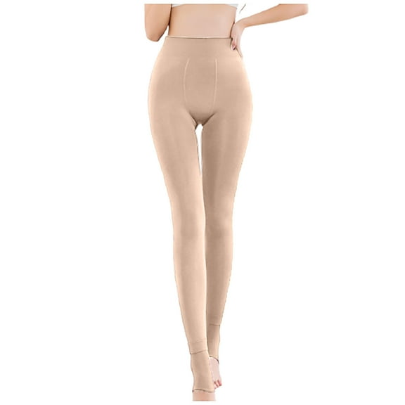 Annhoo Womens Fleece Lined Leggings Winter Warm High Waisted Thick Thermal Tights Footless Stretch Pantyhose