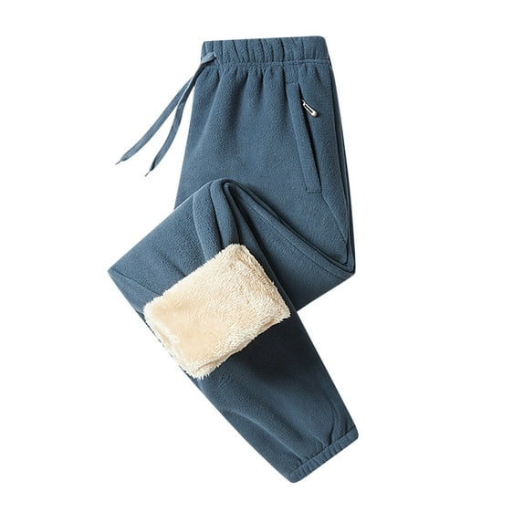 Annhoo Womens Fleece Lined Pants Cozy Thick Warm Drawstring Elastic Waist Fuzzy Trousers Winter Solid Color Homewear