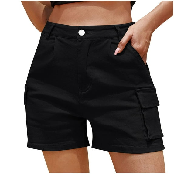 Annhoo Womens Jean Shorts Cotton Zipper Button Down Casual Shorts with Pockets Going Out Dressy Summer Overalls