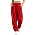 thumbnail image 1 of Annhoo Womens Joggers with Pockets Drawstring Elastic Waist Oversized Full Length Trousers Casual Workout Pants, 1 of 8