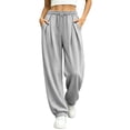 thumbnail image 1 of Annhoo Womens Joggers with Pockets Drawstring Elastic Waist Oversized Full Length Trousers Casual Workout Pants, 1 of 8