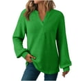 thumbnail image 1 of Annhoo Womens Knit Shirts V-Neck Long Sleeve Business Blouse Comfy Solid Color Casual Tops Daily Outdoor Tunic Pullover, 1 of 8