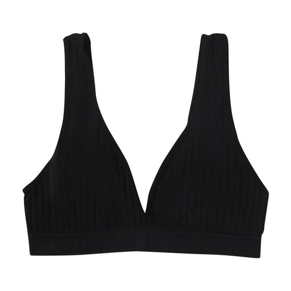 Annhoo Womens Knitted Sports Bras V Neck Wireless Push up Sleepwear Underwear Trendy Workout Yoga Low Impact Bra