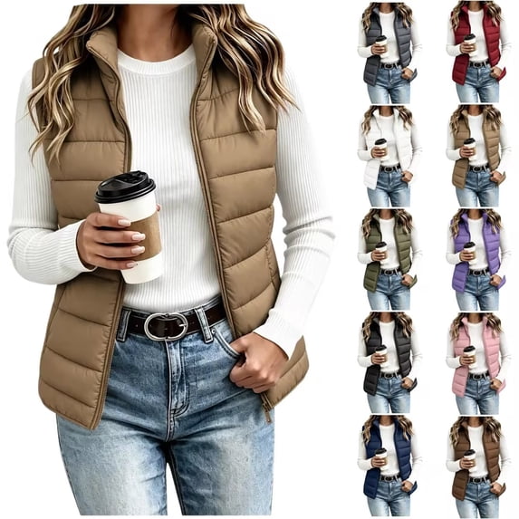 Annhoo Womens Lightweight Puffer Vest Zip up Sleeveless Quilted Vest Outerwear with Pocket for Layering Waistcoat