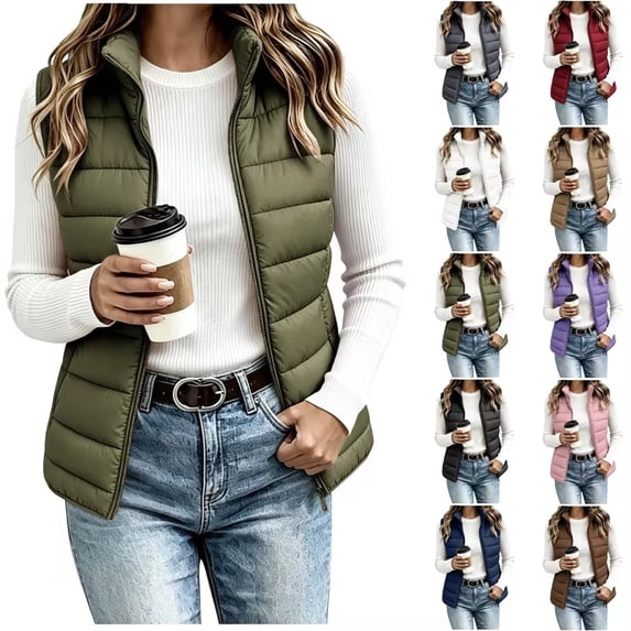 Annhoo Womens Lightweight Puffer Vest Zip up Sleeveless Quilted Vest Outerwear with Pocket for Layering Waistcoat