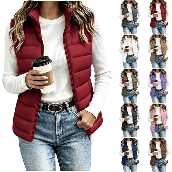 Annhoo Womens Lightweight Puffer Vest Zip up Sleeveless Quilted Vest Outerwear with Pocket for Layering Waistcoat
