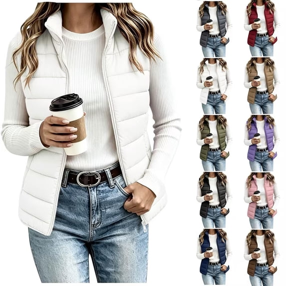 Annhoo Womens Lightweight Puffer Vest Zip up Sleeveless Quilted Vest Outerwear with Pocket for Layering Waistcoat