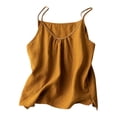 thumbnail image 1 of Annhoo Womens Linen Pajama Shirts Spring Summer Solid Color V Neck Pleated Sleeveless Camisole Tops Sleepwear Clothes, 1 of 4