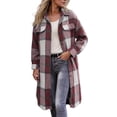 thumbnail image 1 of Annhoo Womens Long Trench Coat Single Breasted Checkered Long Sleeve Lapel Overcoat Fall Winter outerwear Jackets, 1 of 7