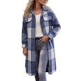 thumbnail image 1 of Annhoo Womens Long Trench Coat Single Breasted Checkered Long Sleeve Lapel Overcoat Fall Winter outerwear Jackets, 1 of 7