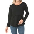 thumbnail image 1 of Annhoo Womens Maternity Tops Layered Long Sleeve Crew Neck Breastfeeding Shirts Solid Color Pregnant Tunic Nursing Pullover, 1 of 6
