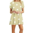 thumbnail image 1 of Annhoo Womens Mini Dress Summer Casual Polka Dots Short Sleeve Crewneck T Shirt Dresses Beach Vacation Short Sundress, 1 of 6
