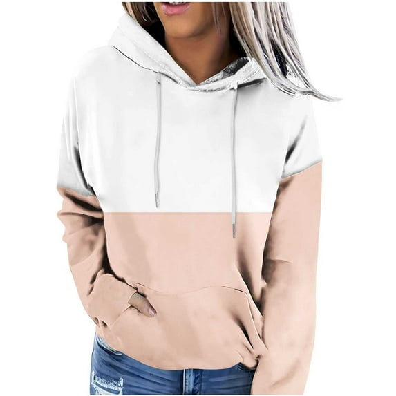 Annhoo Womens Oversized Sweatshirts Plus Size Long Sleeve Hooded Tops Trendy Color Block Pullover with Pocket