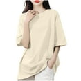 thumbnail image 1 of Annhoo Womens Oversized T-Shirts Crew Neck Drop Shoulder Tops Short Sleeve Loose Blouse Comfy Summer Clothes, 1 of 5