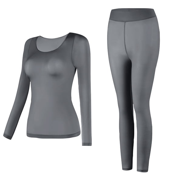 Annhoo Womens Pajama Sets Casual Long Sleeve Crewneck Tops Pants Warm Underwear Sets Ultra-Thin Comfy Soft Undershirt