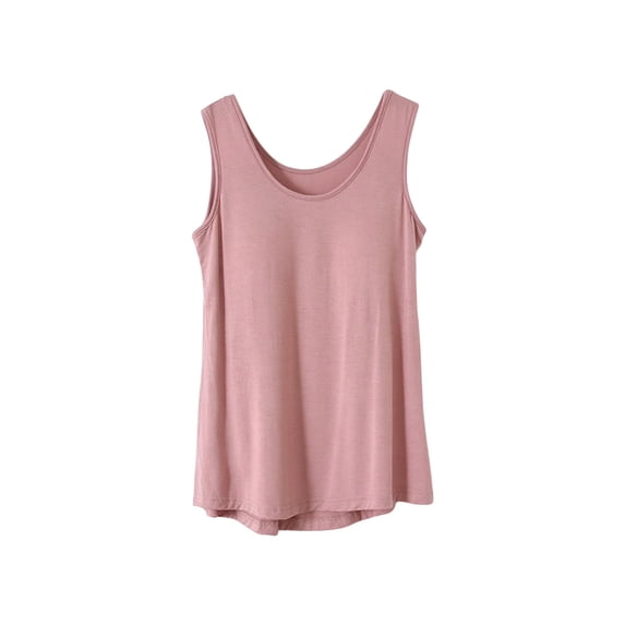 Annhoo Womens Pajama Shirts Crewneck Solid Color Lightweight Soft Sleeveless Tank Tops Loungewear Clothes