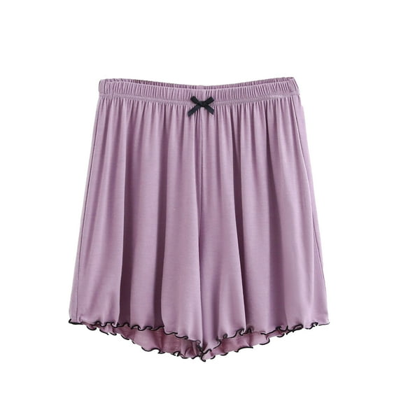 Annhoo Womens Pajama Shorts Wide Leg High Waist Drawstring Pleated Casual Solid Color Loungewear Shorts