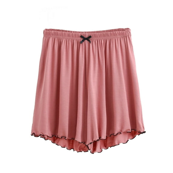Annhoo Womens Pajama Shorts Wide Leg High Waist Drawstring Pleated Casual Solid Color Loungewear Shorts