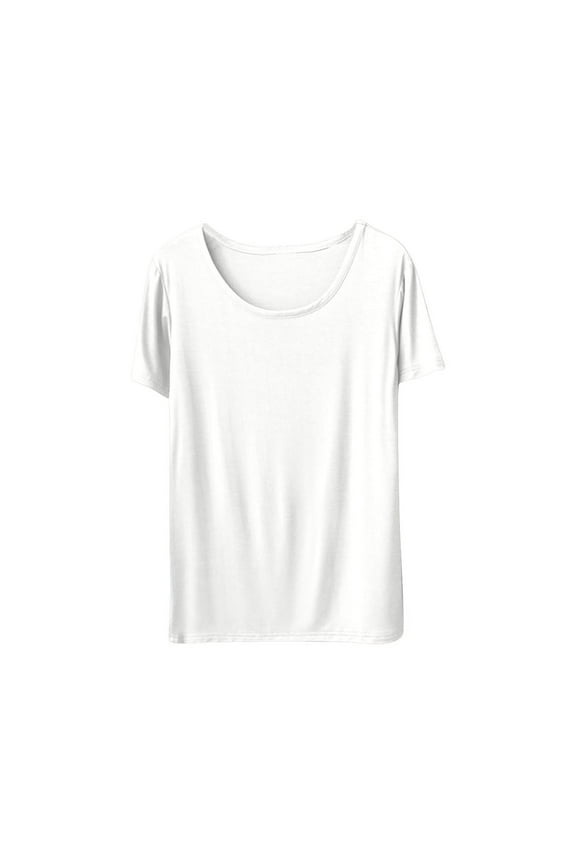 Womens Pajama Tops Soft Loose Lightweight Solid Color Crewneck Short Sleeve Shirts Casual Loungewear Clothes