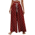 thumbnail image 1 of Annhoo Womens Palazzo Pants Polka Dots Casual Drawstring High Waisted Wide Leg Pants Baggy Vacation Lounge Trousers, 1 of 5
