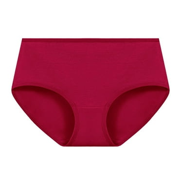 Annhoo Womens Panties Solid Color Elastic Mid Waist Basic Underpants Hip Lift Comfy Underwear Breathable Soft Briefs