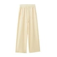 thumbnail image 1 of Annhoo Womens Pants Drawstring High Waisted Straight Leg Pants Fall Casual Comfy Solid Color Cotton Trousers, 1 of 3