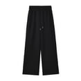 thumbnail image 1 of Annhoo Womens Pants Drawstring High Waisted Straight Leg Pants Fall Casual Comfy Solid Color Cotton Trousers, 1 of 3