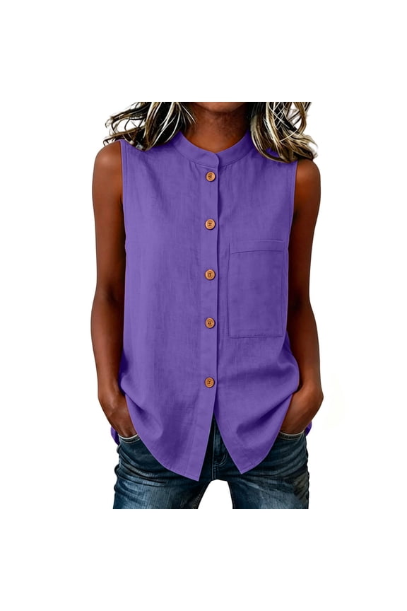 Womens Peplum Tank Tops Round Neck Gathered Front Sleeveless Blouse Loose Lightweight Comfy Casual Summer Tops