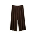 thumbnail image 1 of Annhoo Womens Plus Size Capri Pants Comfortable Wide Leg Plain Drawstring Loose Trouser Casual Lightweight Clothes, 1 of 6