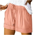 thumbnail image 1 of Annhoo Womens Plus Size Casual Shorts cotton Drawstring Elastic Waisted Wide Leg Loose Comfy Beach Shorts with Pocket, 1 of 7