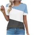 thumbnail image 1 of Annhoo Womens Plus Size Clothes Oversized Short Sleeve Color Block Tshirts Crew Neck Dressy Casual Blouse Summer Tops, 1 of 5