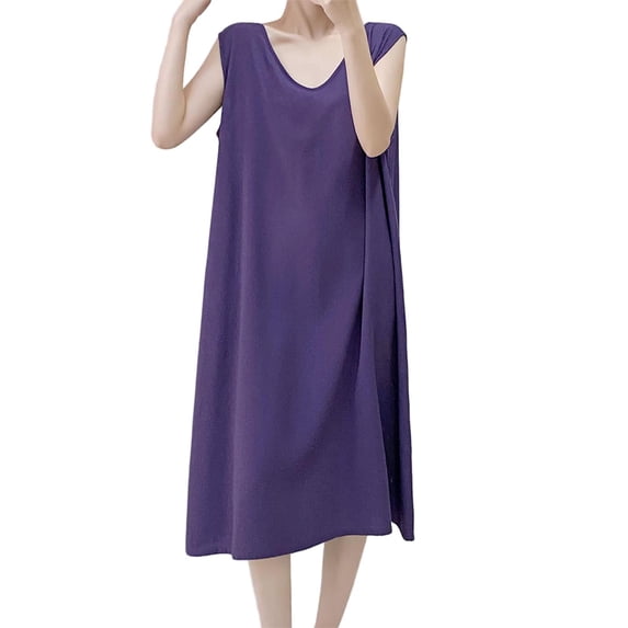 Annhoo Womens Plus Size Nightgown Casual V Neck Loose Solid Color Short Sleeve Sleepwear Dress Comfortable Clothes