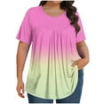 thumbnail image 1 of Annhoo Womens Plus Size T-Shirts Pleated Crew Neck Oversized Summer Spring Clothes Trendy Short Sleeve Loose Tops, 1 of 5