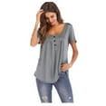 thumbnail image 1 of Annhoo Womens Plus Size Tops Dressy Summer Loose Button Short Sleeve Blouses Casual Pleated Flowy T Shirts, 1 of 4