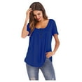 thumbnail image 1 of Annhoo Womens Plus Size Tops Dressy Summer Loose Button Short Sleeve Blouses Casual Pleated Flowy T Shirts, 1 of 4