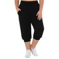 thumbnail image 1 of Annhoo Womens Plus Size Trouser Solid Color Wide Leg High Waist Drawstring Capri Pants with Pockets Loose Clothes, 1 of 6
