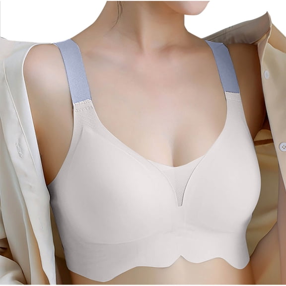 Annhoo Womens Plus Size Wireless Bras Seamless Full Coverage Mesh Bralette Adjustable Contrast Color Strap Bras