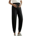 thumbnail image 1 of Annhoo Womens Pregnant Pants Belly Supported Outdoor Comfy Elastic Leggings Workout Casual Soft Maternity Trousers, 1 of 2